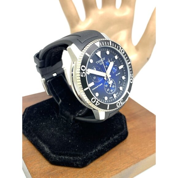 Tissot Men's Watch Seastar Chronograph Swiss Quartz Black Blue T1204171704100 - Picture 15 of 15